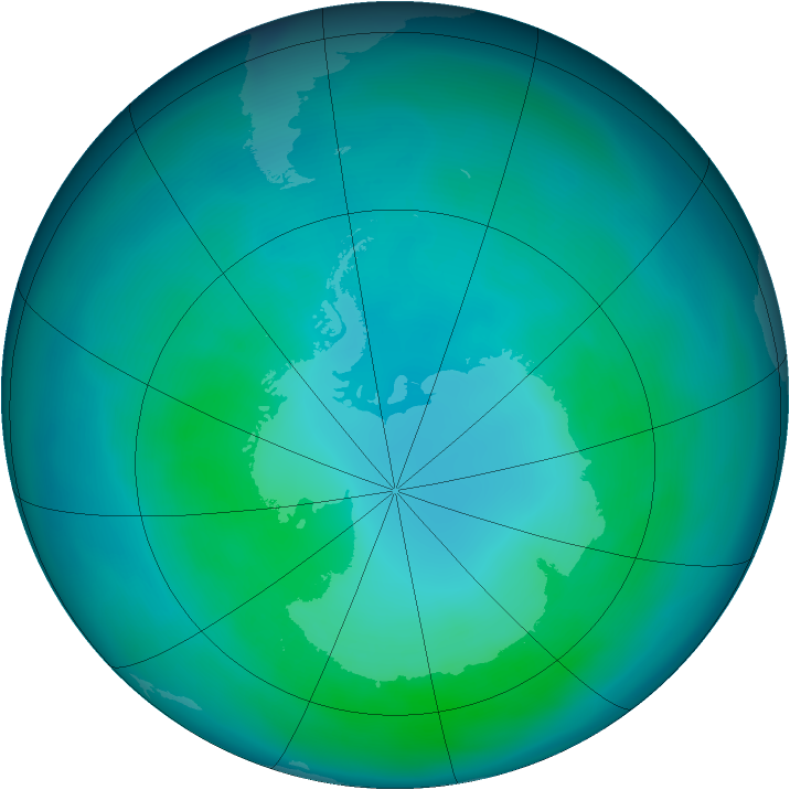 Antarctic ozone map for April 2014